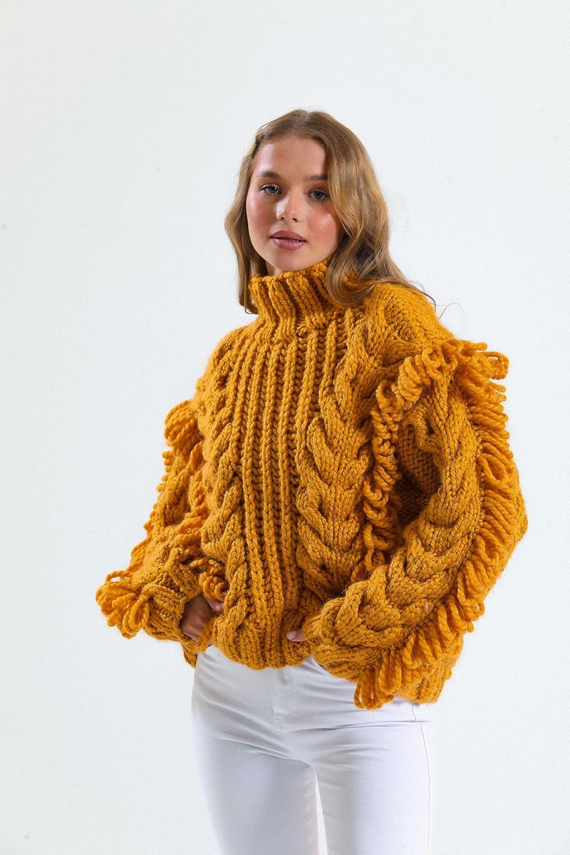 estako Cozy Thick & Quick Yarn 20% Wool 80% Acrylic Soft Super Bulky Weight #6 Knitting and Crocheting Yarn 3.52 oz (100gr) 65 yds (60 m) (52099-Dark Orange) - Image 5